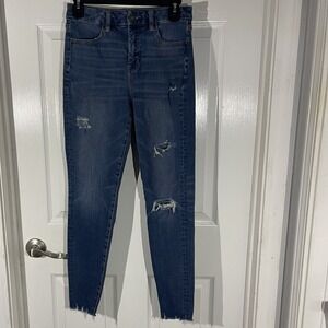 American Eagle Curvy Hi-Rise Jegging Jeans Size 4 Regular Distressed Raw Hem